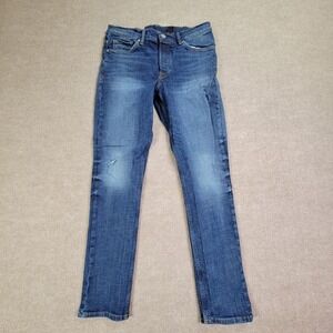 H&M Jeans Womens 32 Blue Denim Medium Wash Stretch‎ Slim Fit Straight Leg Retro